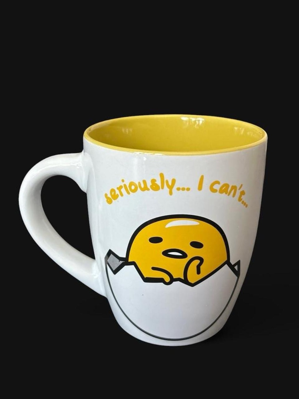 Gudetama "Seriously... I Can't" Yellow Interior Ceramic Mug